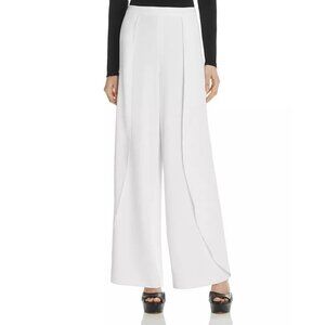 Alice + Olivia Larissa White Crepe Open-Pleat Pants